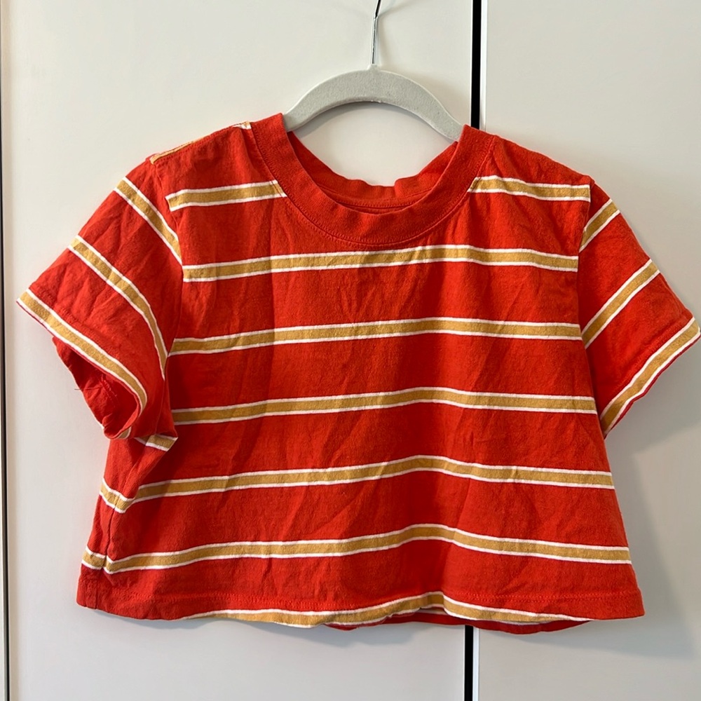 BDG / Cropped Boyfriend Heavyweight Striped Tee - S